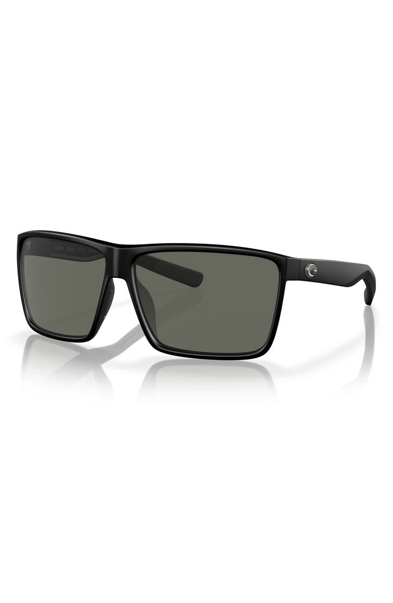 Costa Del Mar 63mm Polarized Oversize Square Sunglasses, Alternate, color, Matte Black / Gray 580G