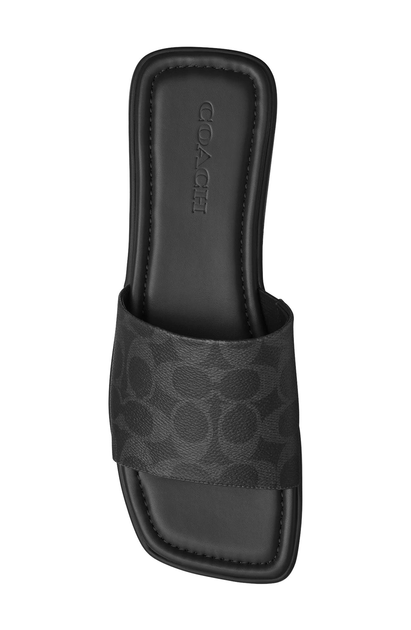 COACH Florence Signature Canvas Slide Sandal, Alternate, color, Black