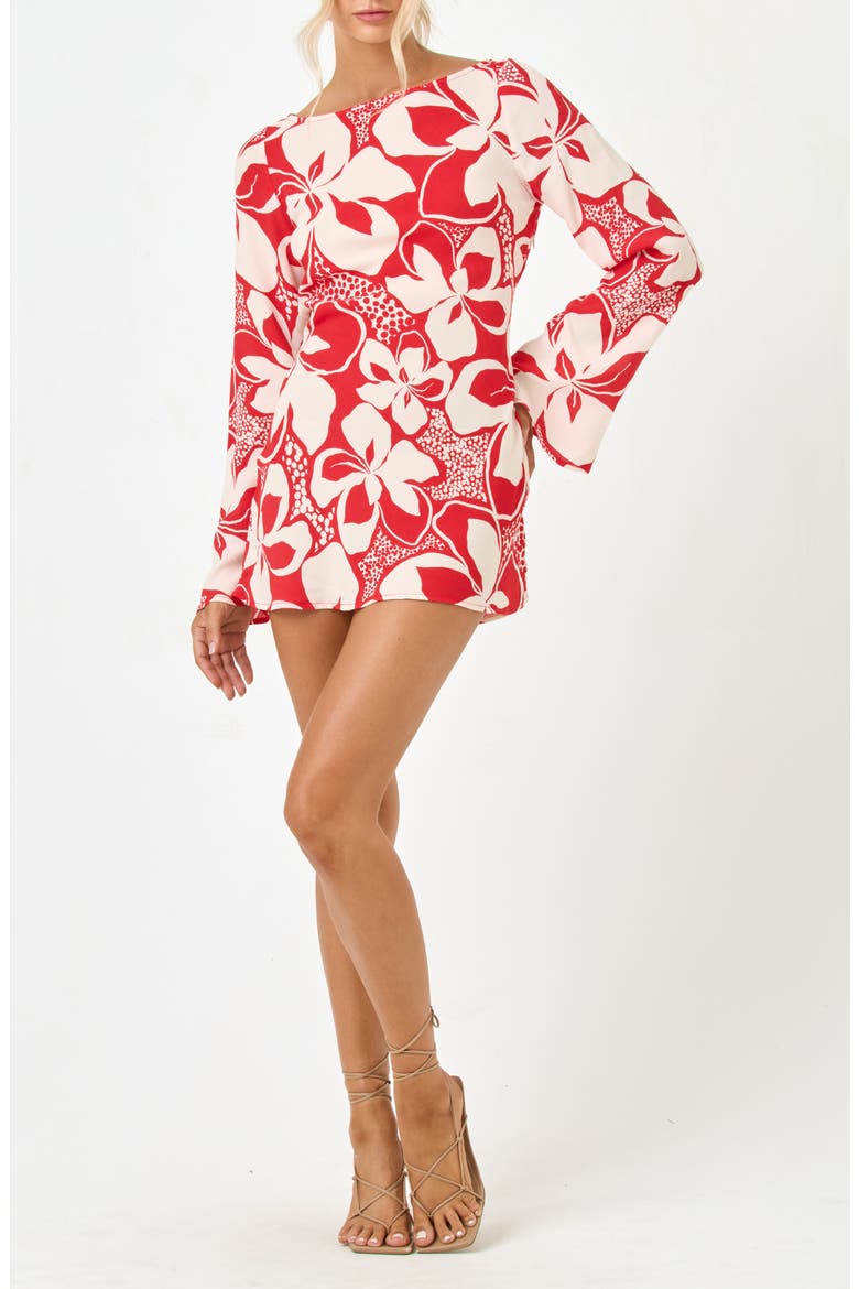 All I Need Long Sleeve Cover-Up Minidress, Main, color, HIBISCUS BLOOM