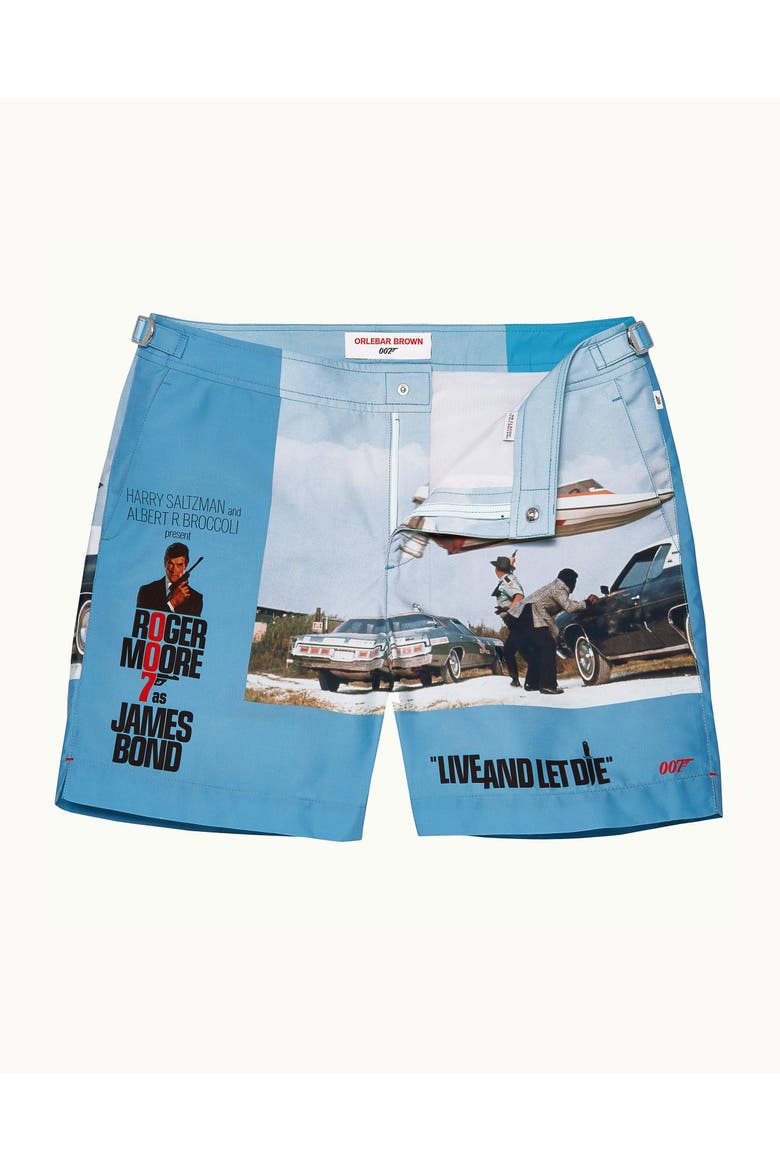 Bulldog Tailored-Fit Swim Shorts, Main, color, LIVE AND LET DIE