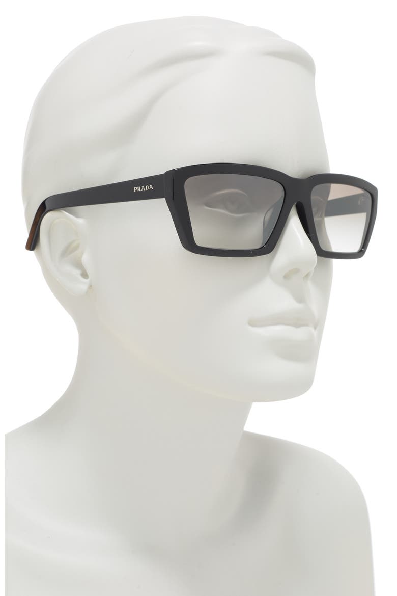 59mm Rectangle Sunglasses, Alternate, color, BLACK