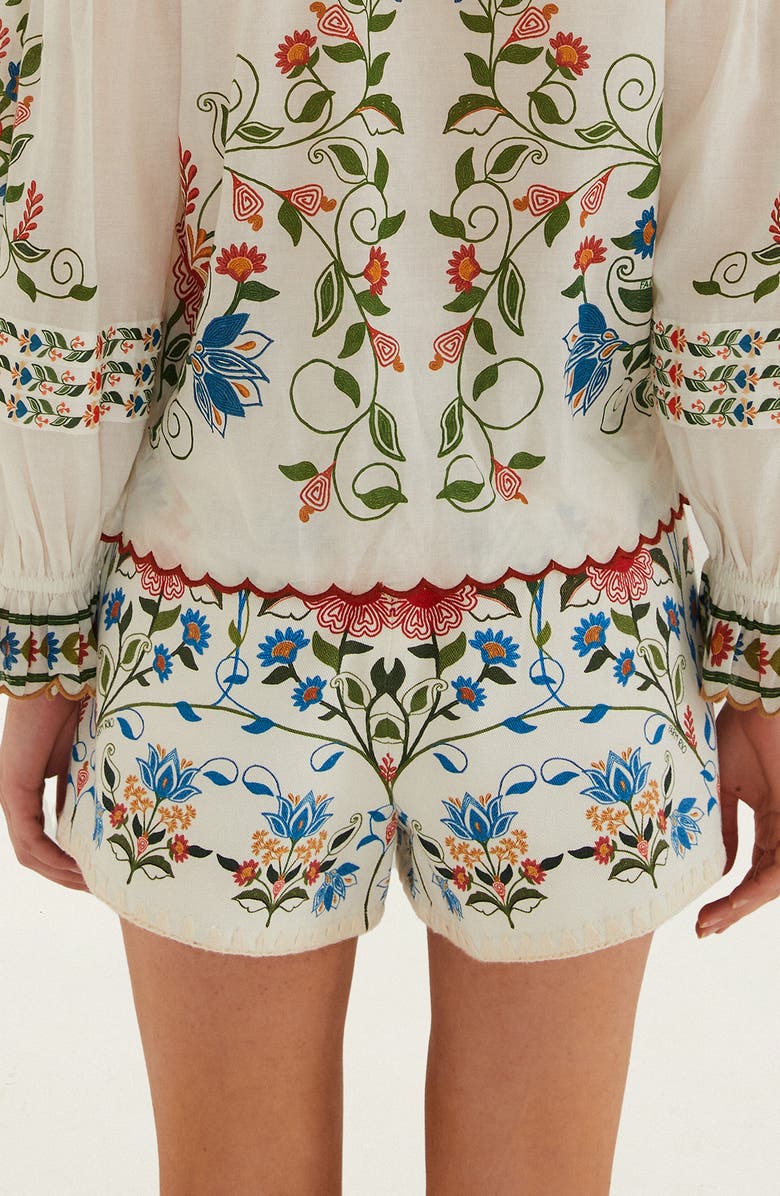 FARM Rio Fraga Print Belted Shorts, Alternate, color, Off-White