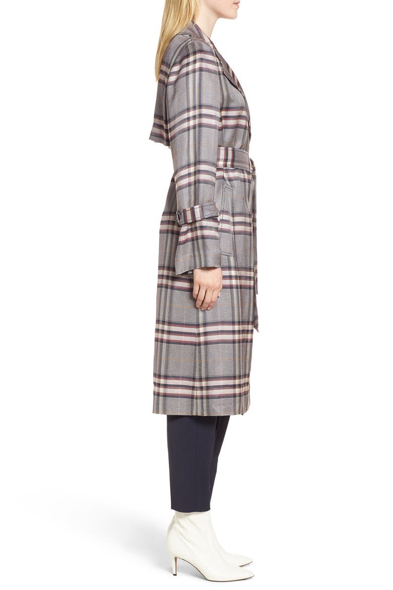 Bold Plaid Trench Coat, Alternate, color, NAVY NIGHT HARPER PLAID