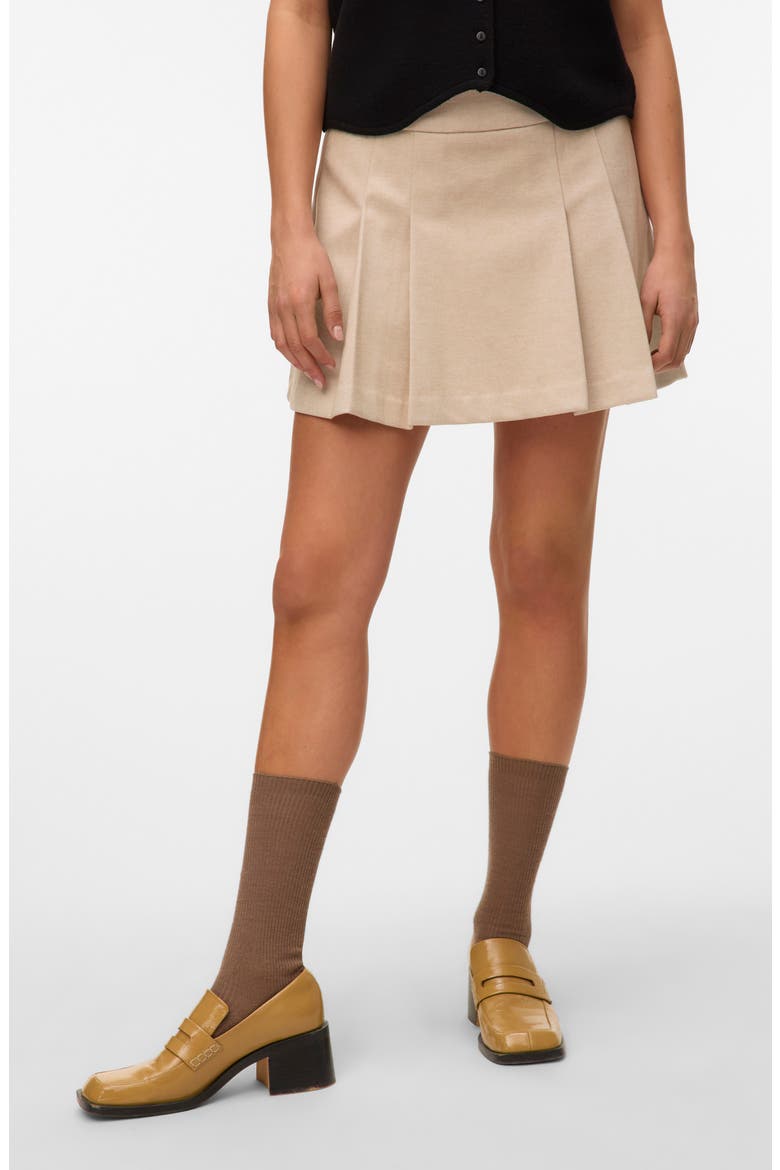 Vega Pleated Miniskirt, Main, color, OATMEAL DETAIL MELAN