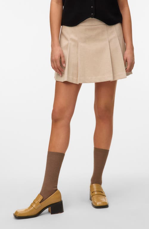 Vero Moda Vega Pleated Miniskirt In Neutral