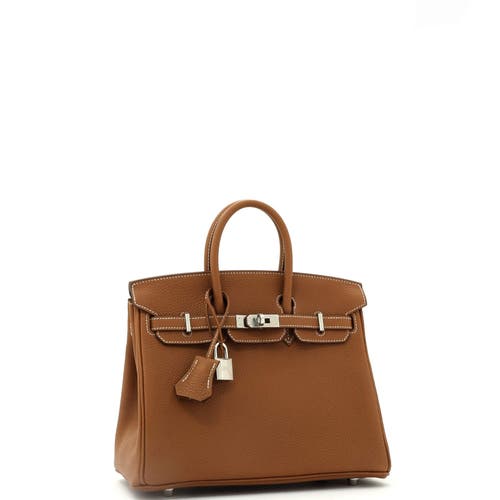 Pre-owned Hermes  Hermes Birkin Handbag Brown Togo With Palladium Hardware 25 In Gold