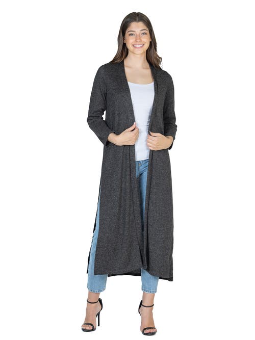 24seven Comfort Apparel Womens Long Duster Open Front Knit Cardigan In Gray