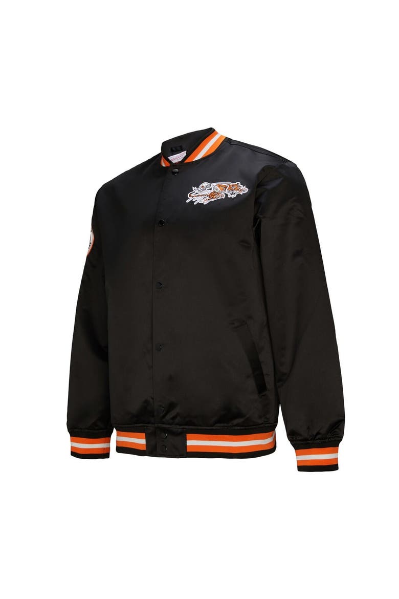 Men's Mitchell & Ness Black Cincinnati Bengals Double Down Satin Full-Snap Jacket, Alternate, color, Black