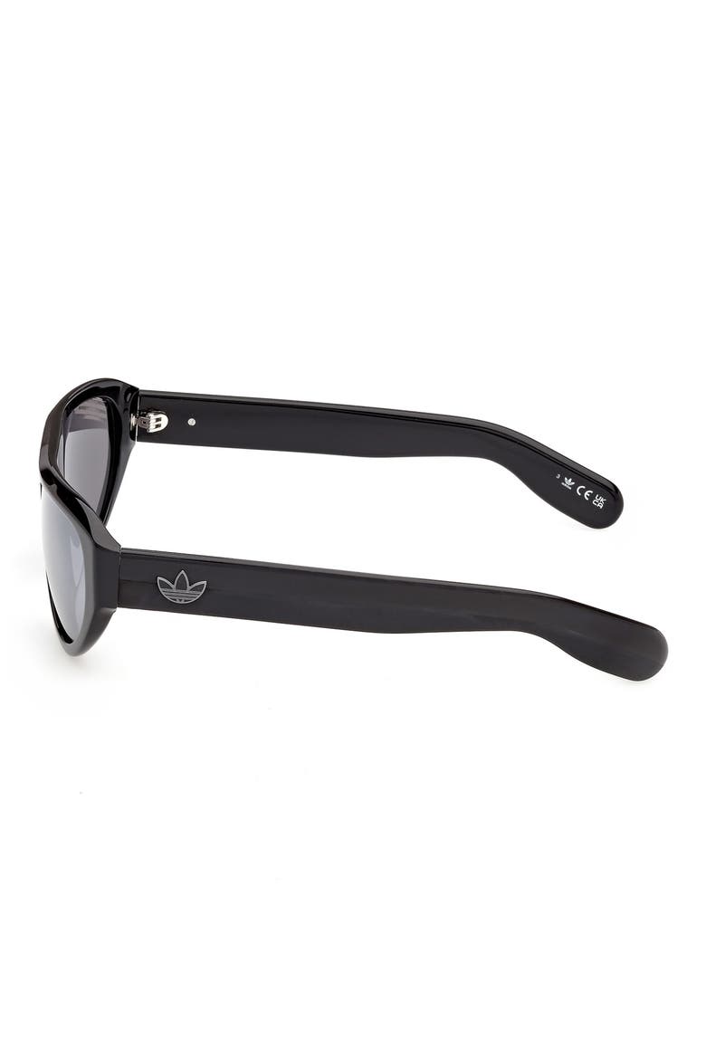 57mm Mirrored Pilot Sunglasses, Alternate, color, SHINY BLACK/ SMOKE MIRROR