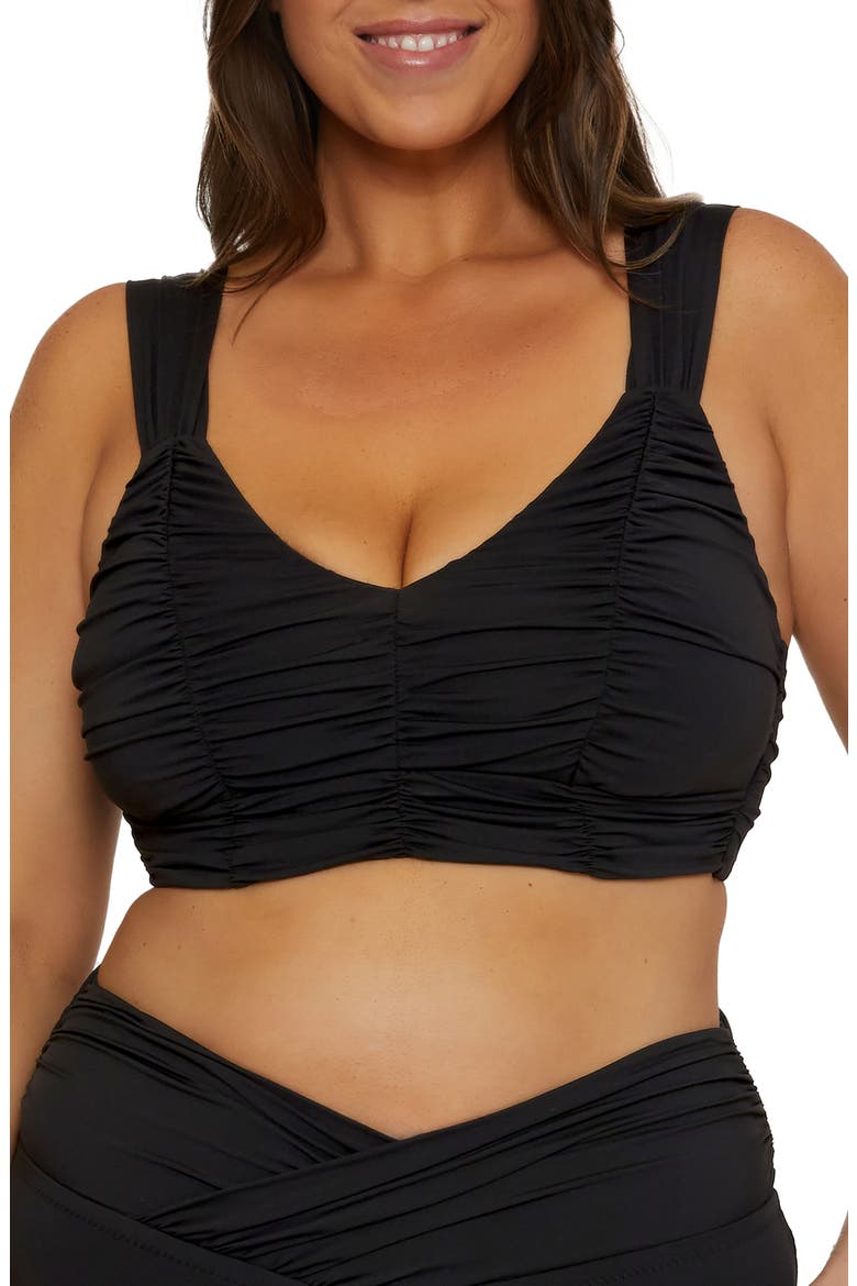 Colorcode Shirred Bikini Top, Main, color, BLACK