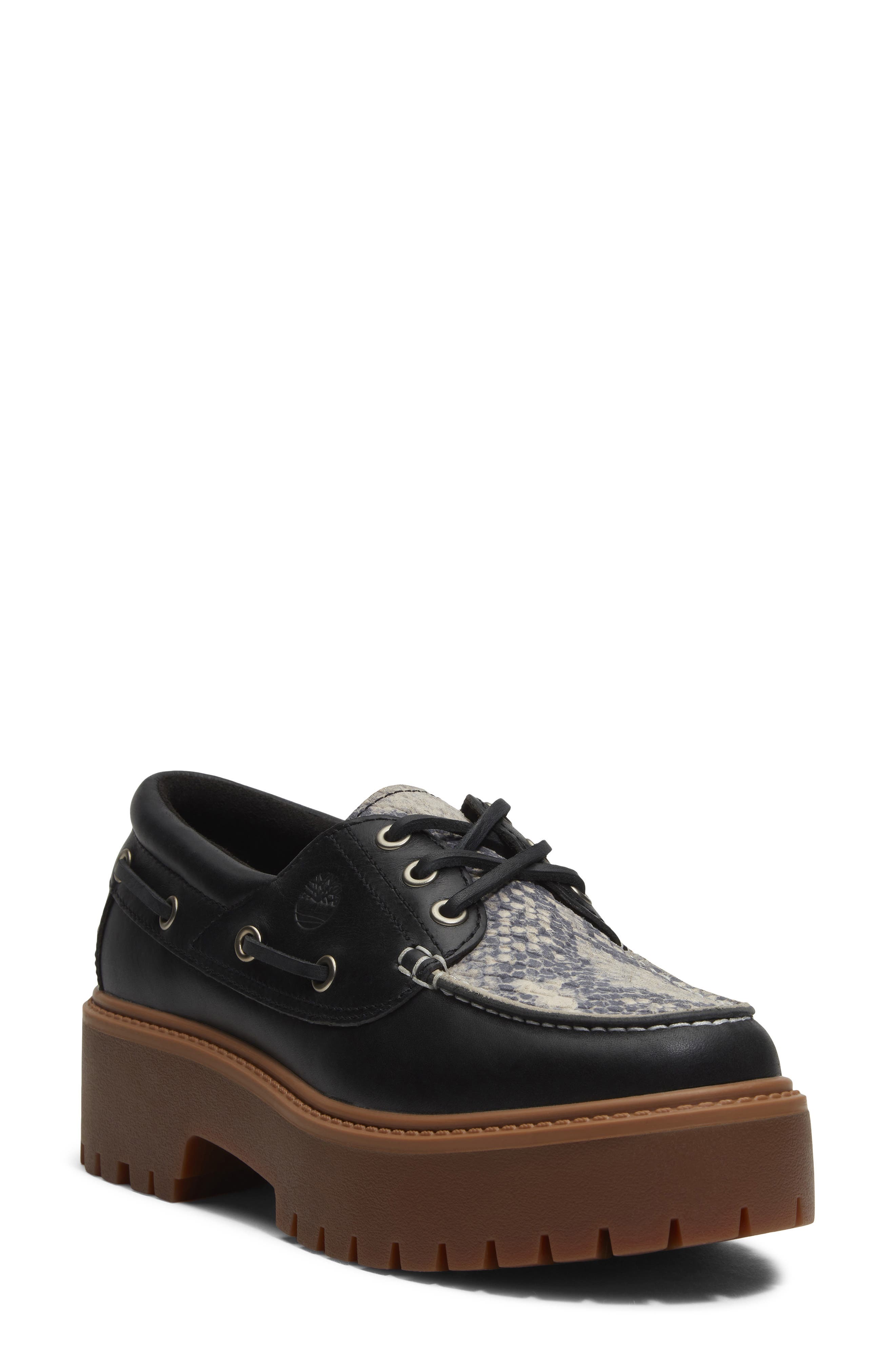 Timberland Stone Street Platform Boat Shoe, Main, color, Snake Print Suede