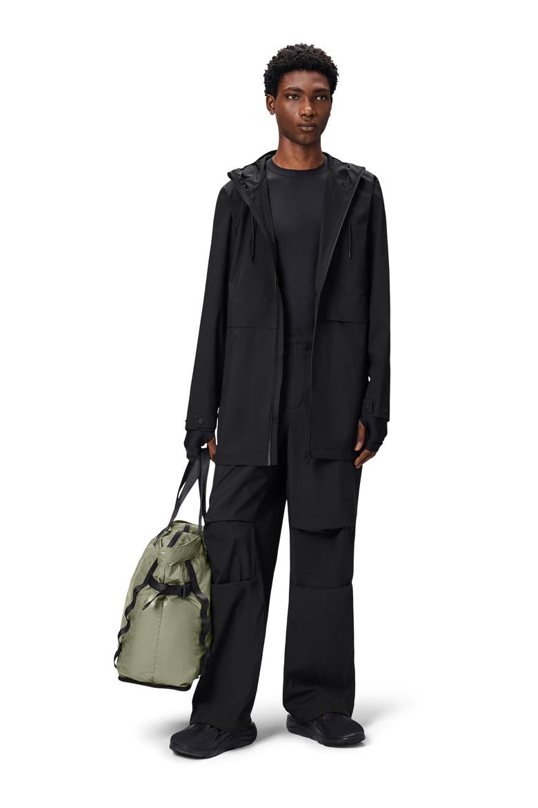 Suva Hardshell Hooded Long Rain Jacket, Alternate, color, BLACK