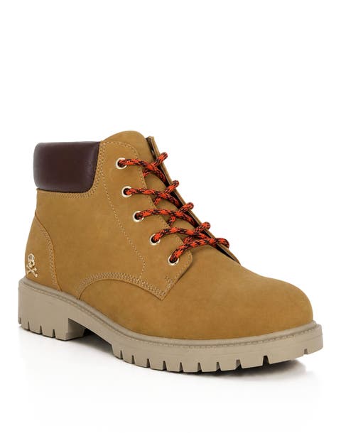 Nubuck Leather Mid Boots Small Skull Men