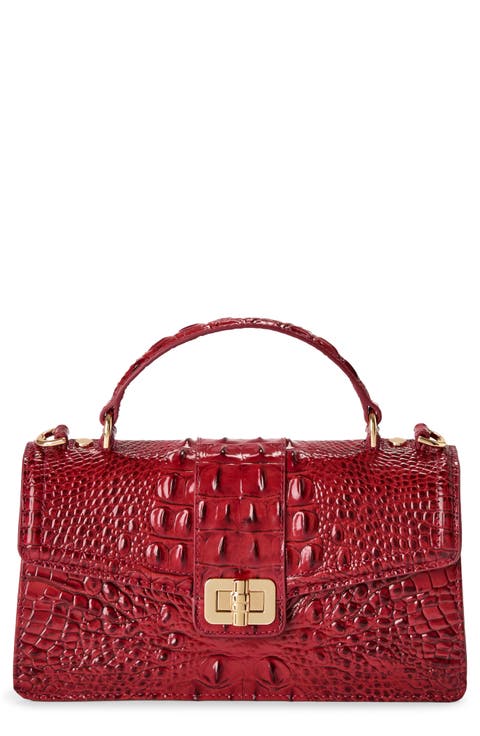 Genie Embossed Leather Top Handle Bag