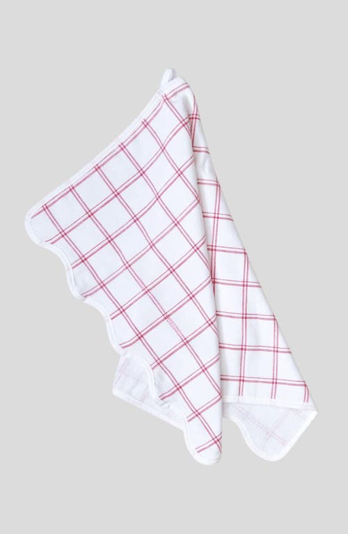 Weezie Set Of 2 Scalloped Kitchen Towels In Red
