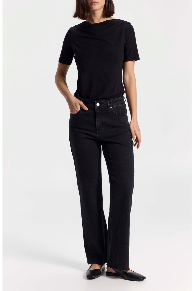 Mid-Rise Straight-Leg Jeans, Alternate, color, Black