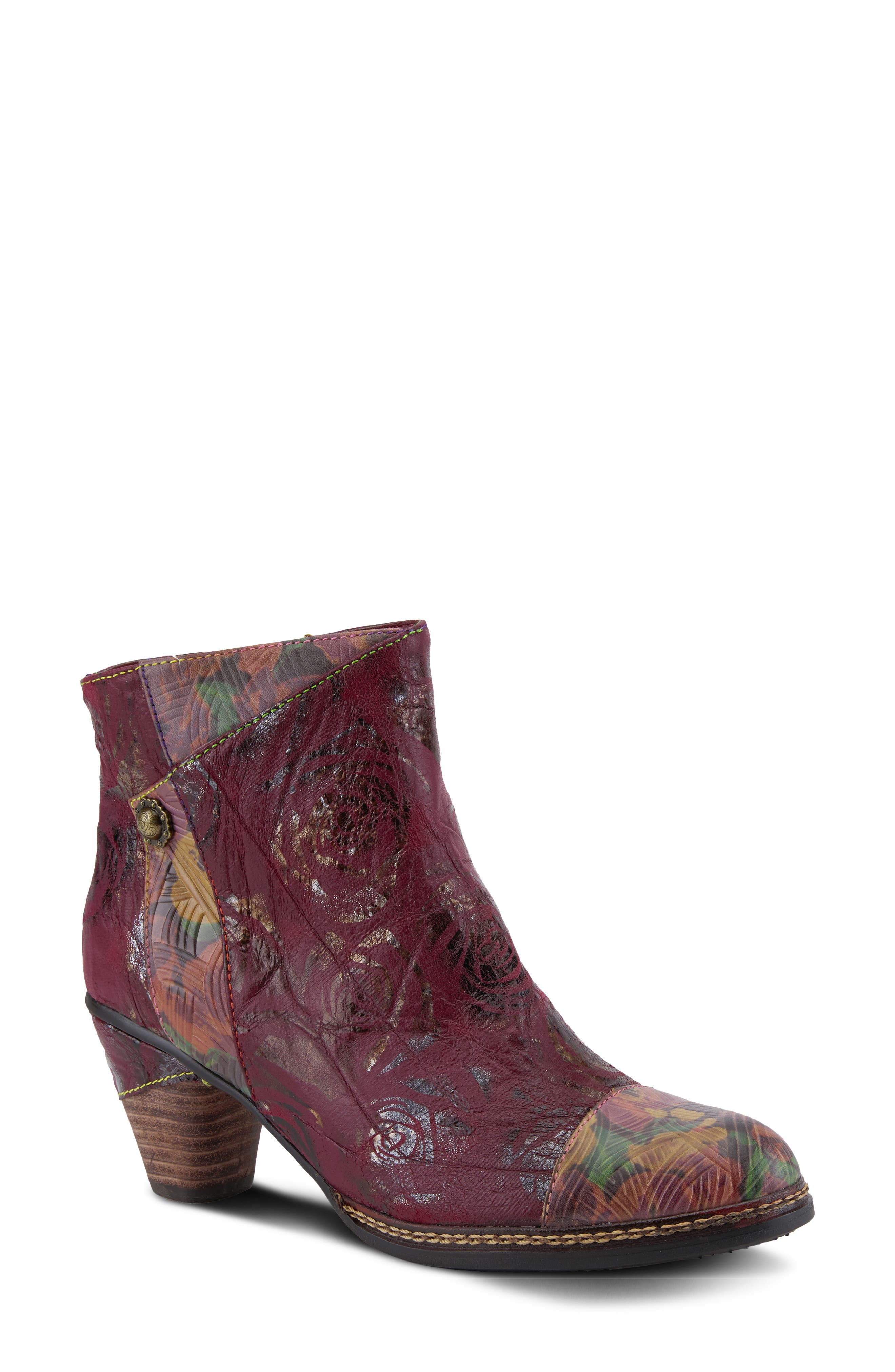 L'Artiste Waterlily Bootie, Main, color, BORDEAUX LEATHER/ SYNTHETIC