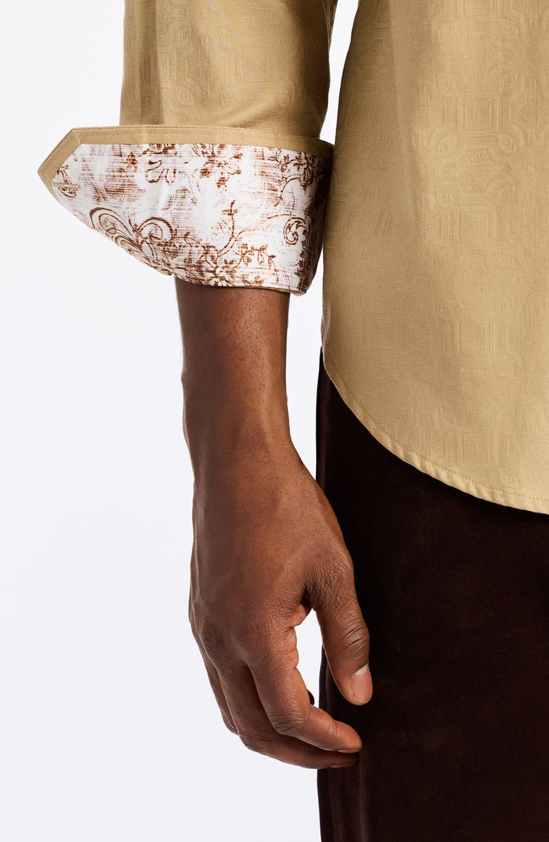 Robert Graham Odyssey Classic Fit Long Sleeve Stretch Cotton Button-Up Shirt, Alternate, color, Khaki