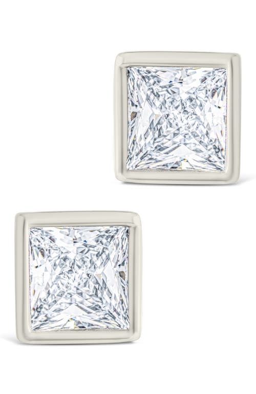 Sterling Forever Princess Cut Cubic Zirconia Stud Earrings In Silver
