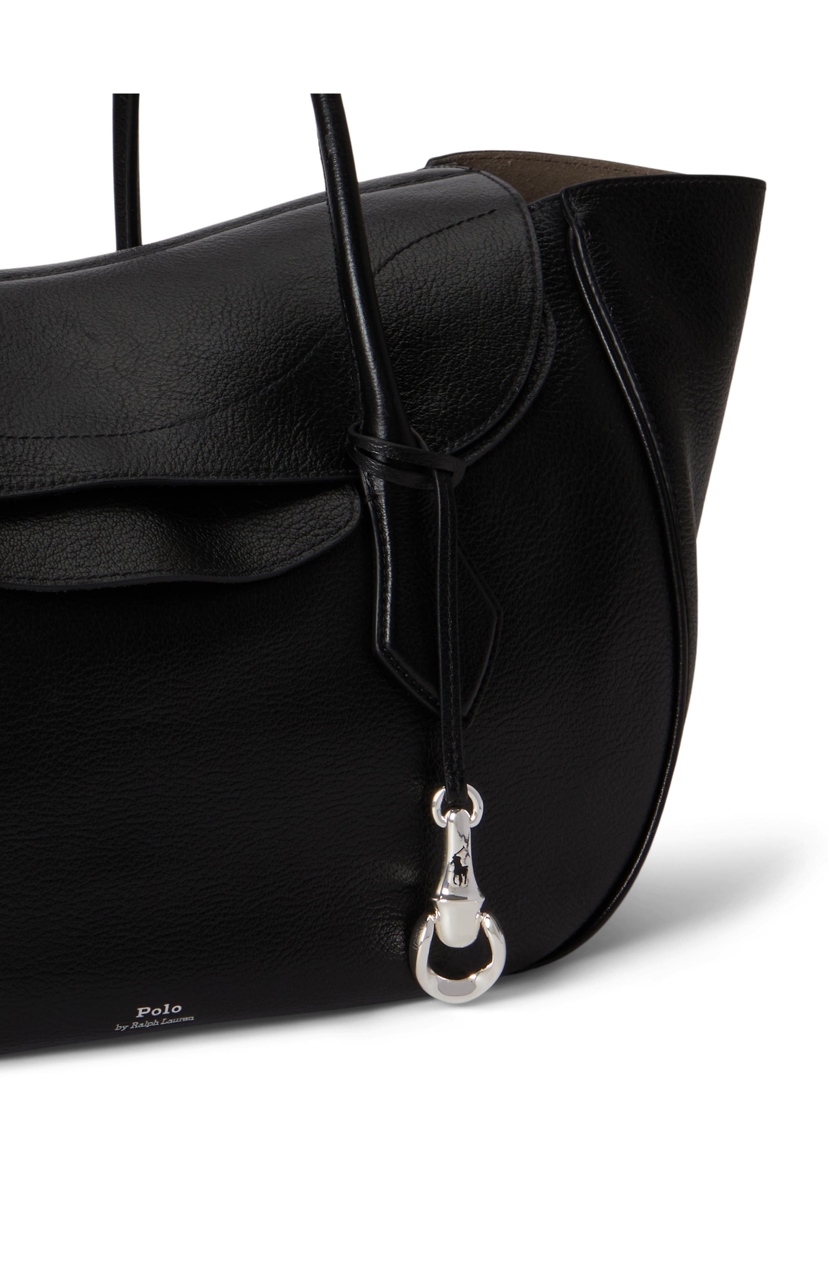 Large Leather Shoulder Bag, Alternate, color, BLACK