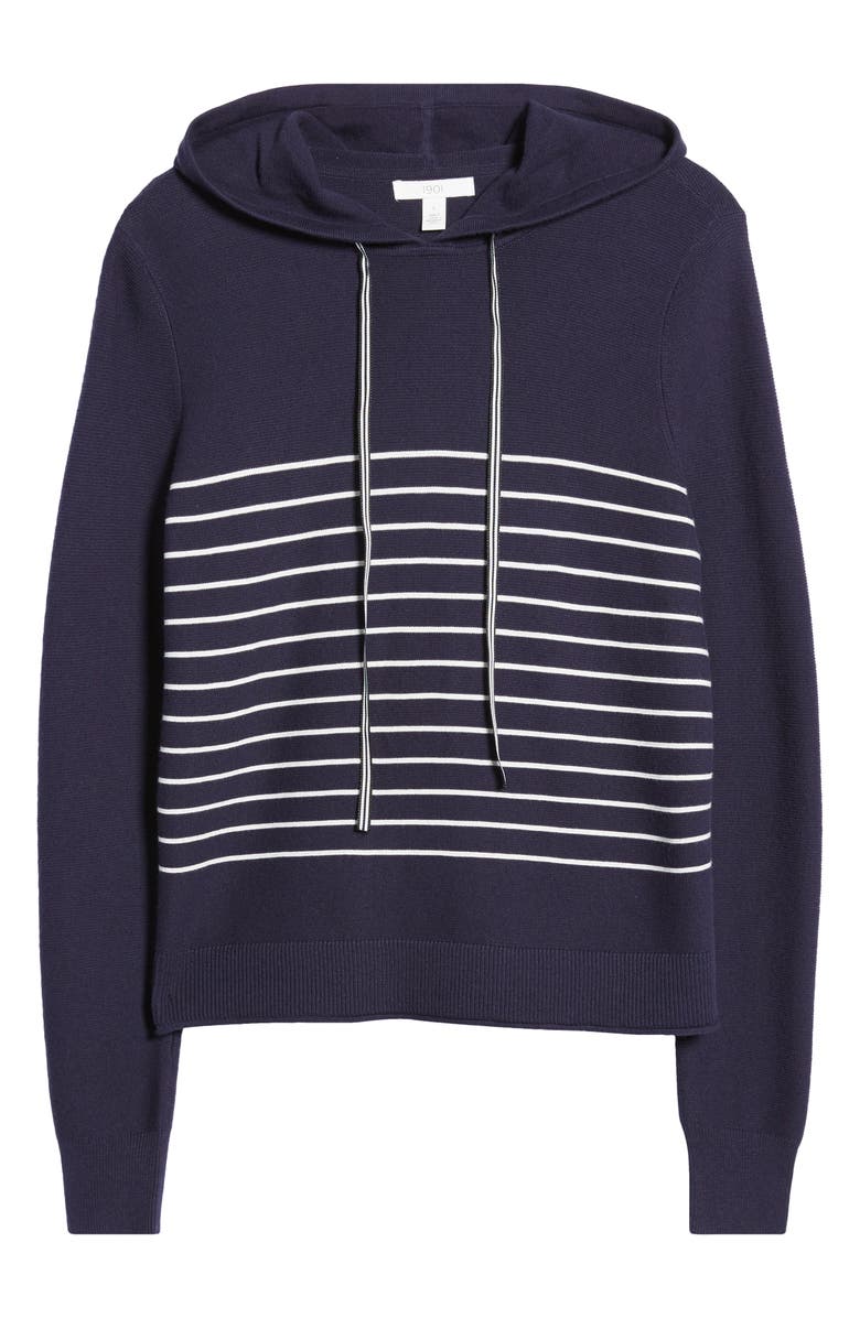 1901 Nautical Stripe Cotton Blend Hooded Sweater, Alternate, color, 