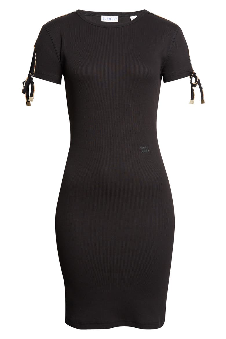 Tatiana Check Trim T-Shirt Dress, Alternate, color, BLACK