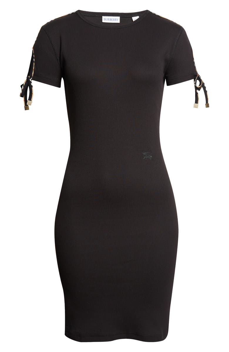 Burberry Tatiana Check Trim T-Shirt Dress, Main, color, Black