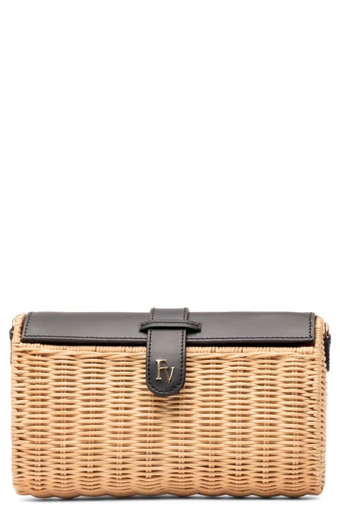 Betsy Wicker Basket Crossbody Bag