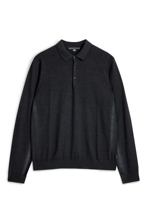 John Varvatos Gustave Long Sleeve Wool Blend Polo Sweater