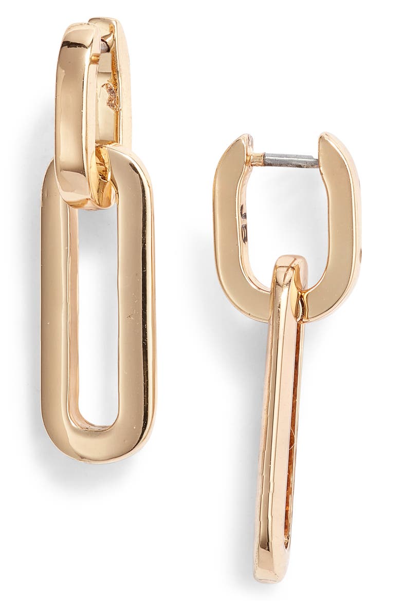 Teenie Detachable Link Drop Huggie Hoop Earrings, Main, color, HIGH POLISH GOLD