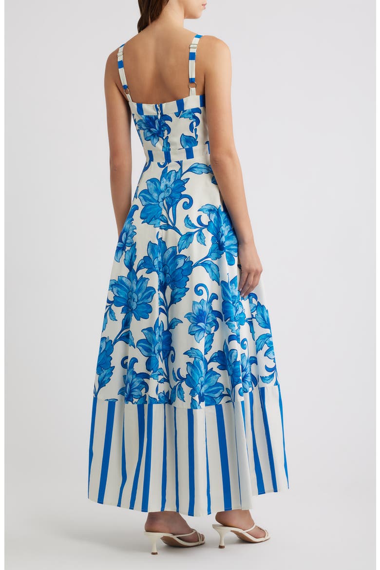 Floral Print Sleeveless Maxi Dress, Alternate, color, WHITE/ BLUE