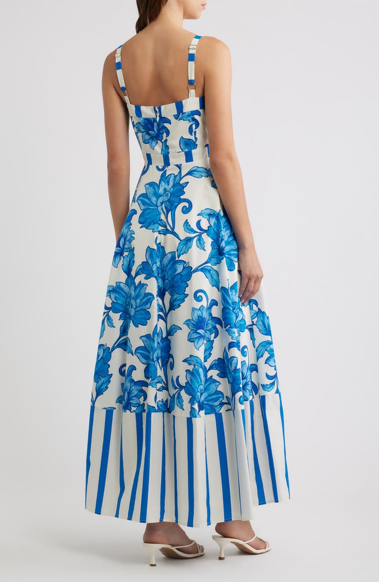 FLYING TOMATO Floral Print Sleeveless Maxi Dress, Alternate, color, White/ Blue
