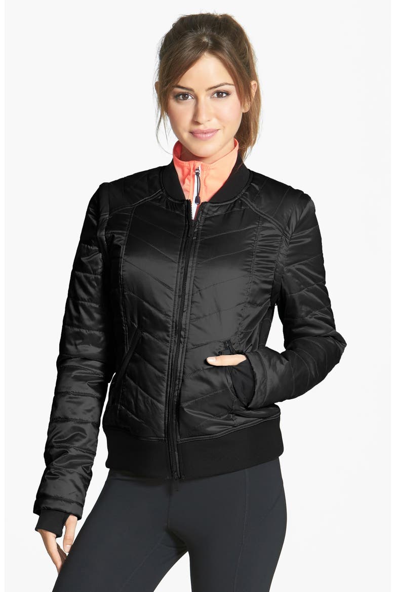 'Campera' Convertible Bomber Jacket, Main, color, BLACK