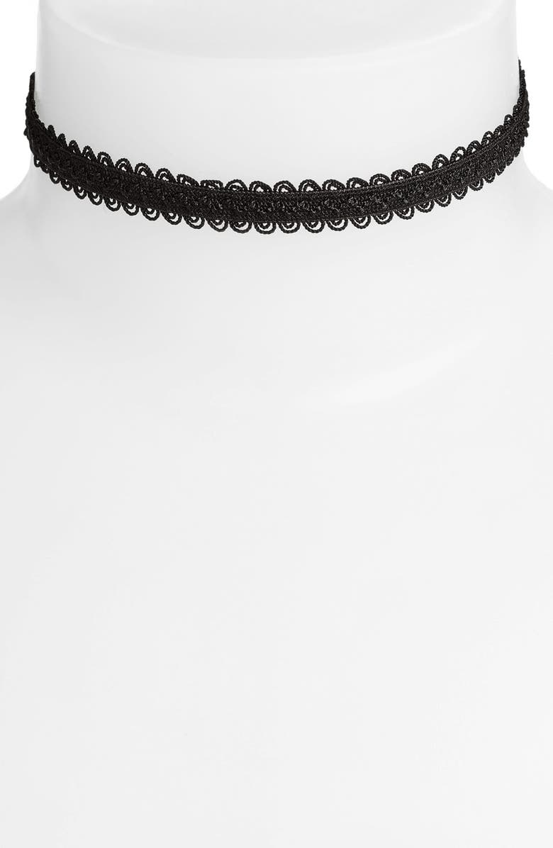 Vanessa Mooney Black Lace Choker, Main, color,