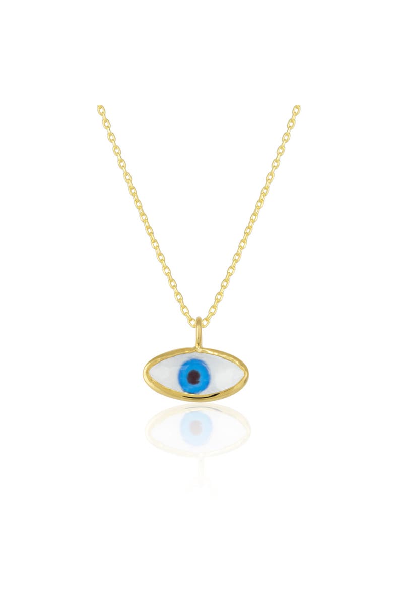 Spero London Transparent Glass Evil Eye Sterling Silver Necklace, Main, color, Gold