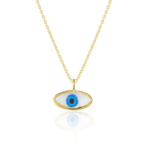Transparent Glass Evil Eye Sterling Silver Necklace
