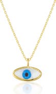 Spero London Transparent Glass Evil Eye Sterling Silver Necklace