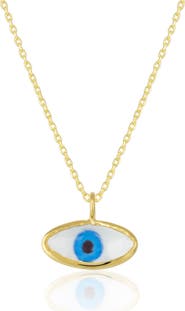 Spero London Transparent Glass Evil Eye Sterling Silver Necklace