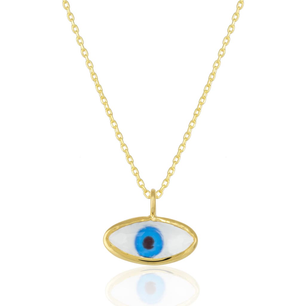 Spero London Transparent Glass Evil Eye Sterling Silver Necklace In Gold