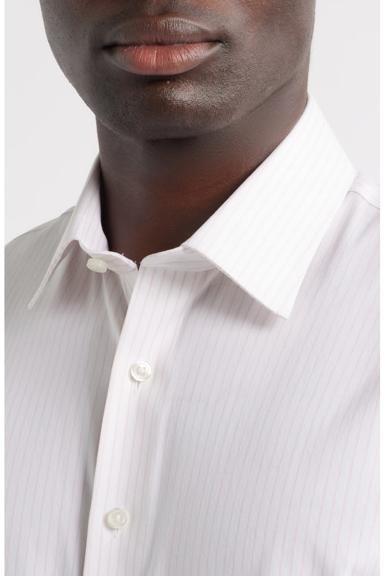 Trim Fit Premium Performance Dress Shirt, Alternate, color, PINK IVORIS STRIPE