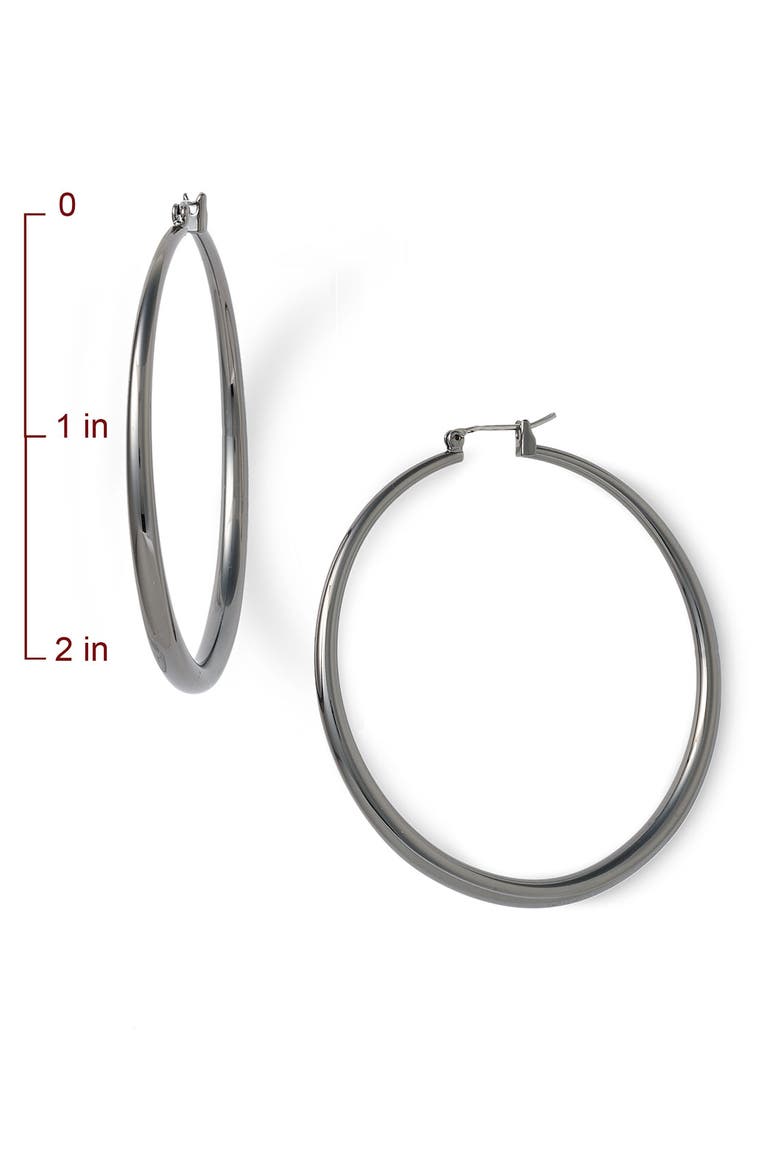 Thick Medium Hoop Earrings, Alternate, color, HEMATITE