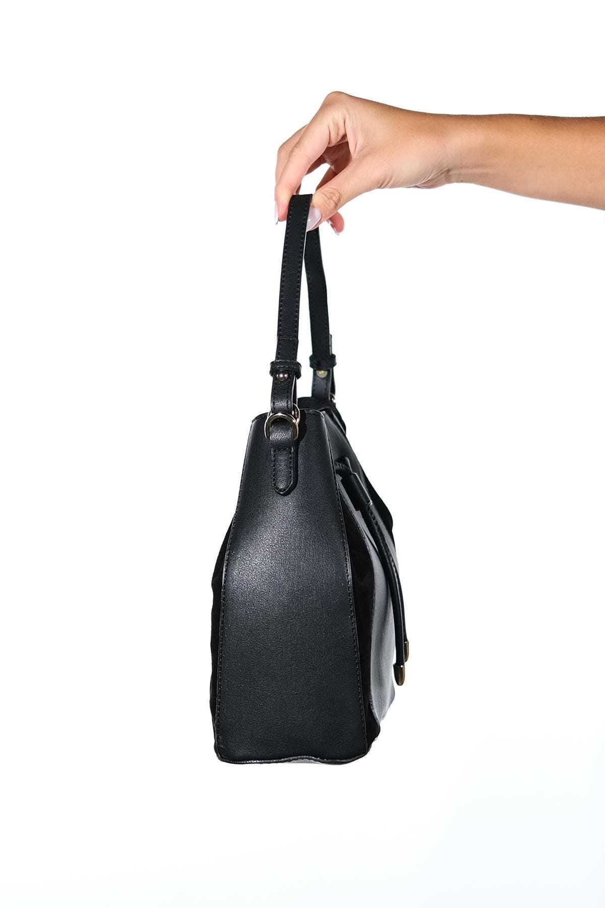 Forever & Always Shoes Maralis Leather Shoulder Bag, Alternate, color, Black