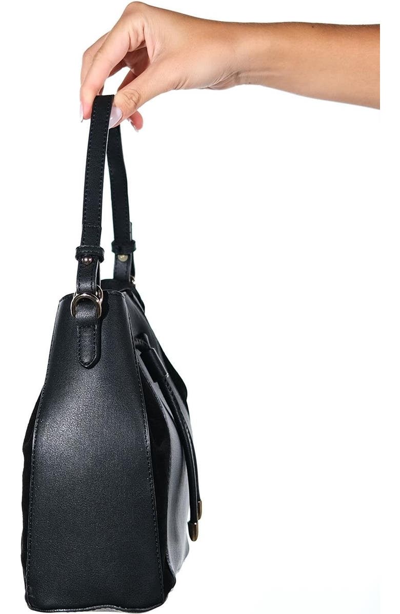 Forever & Always Shoes Maralis Leather Shoulder Bag, Alternate, color, Black