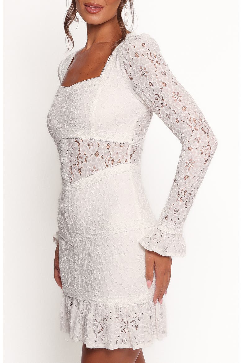 Lyra Ruffle & Lace Long Sleeve Minidress, Alternate, color, WHITE