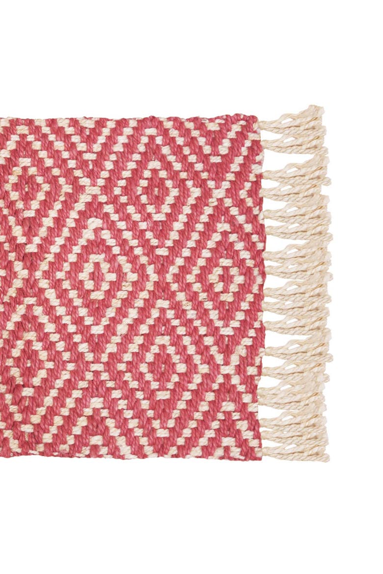 Fringed Diamond Hibiscus Jute Rug, Alternate, color, Red