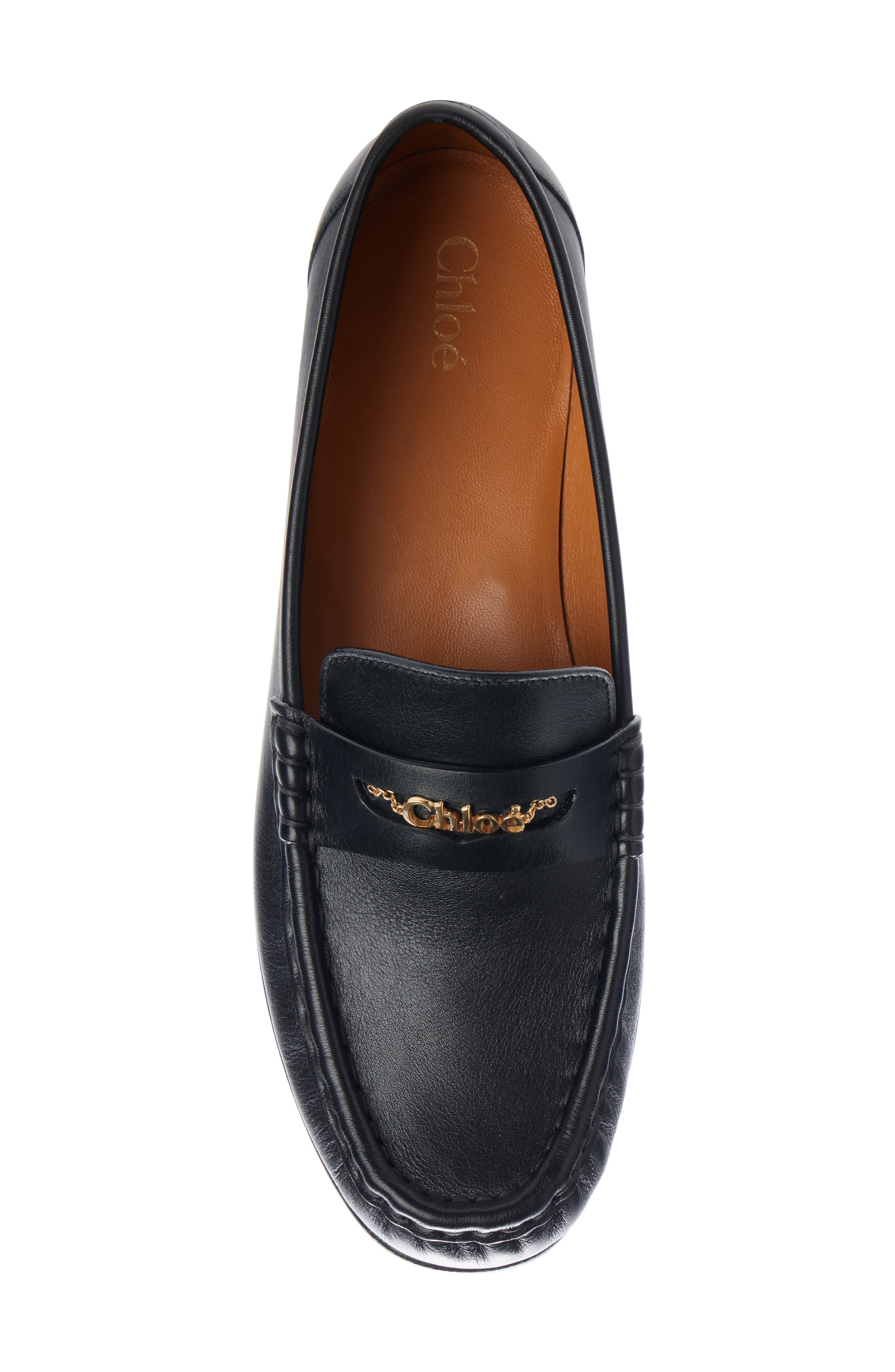 Chloé Logo Penny Loafer, Alternate, color, Black