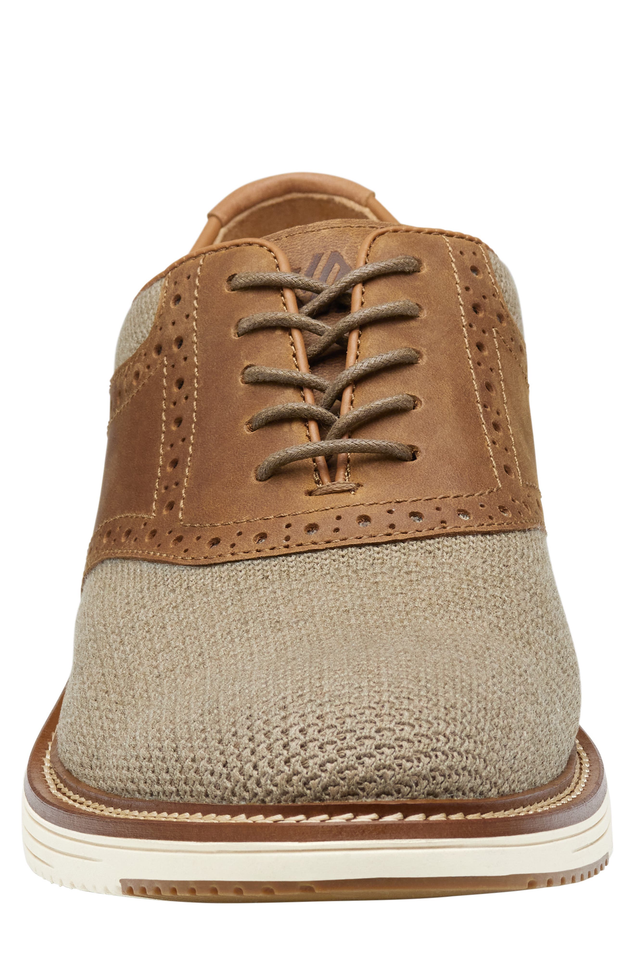 Johnston & Murphy Upton Knit Saddle Shoe, Alternate, color, Taupe Knit/Brown Oiled
