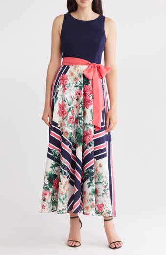 Eliza J Twofer Scarf Print Maxi Dress