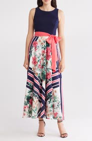 Eliza J Twofer Scarf Print Maxi Dress