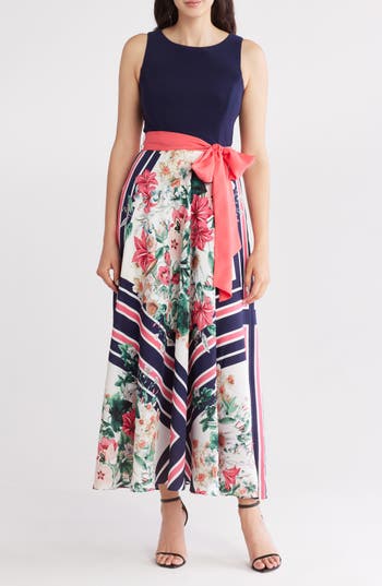 ELIZA J ELIZA J TWOFER SCARF PRINT MAXI DRESS